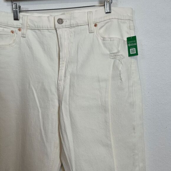 Gap White Destroyed Denim High Rise Cheeky Straight Jeans Womens Size 33/16T NWT - Picture 3 of 5